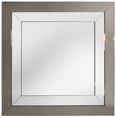 Zrcadlo 80 x 80 cm šedé stříbrné fazetované lišty DUO